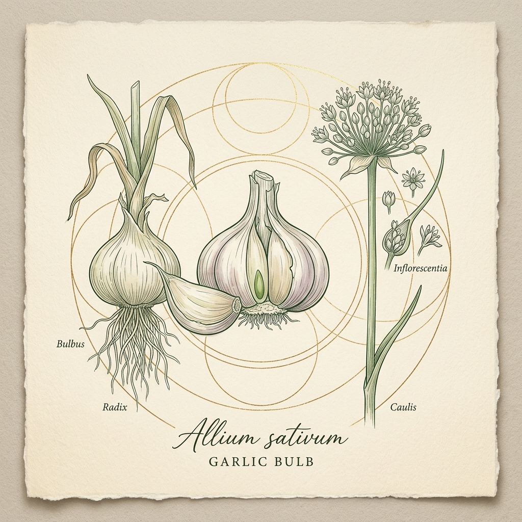Garlic botanical specimen